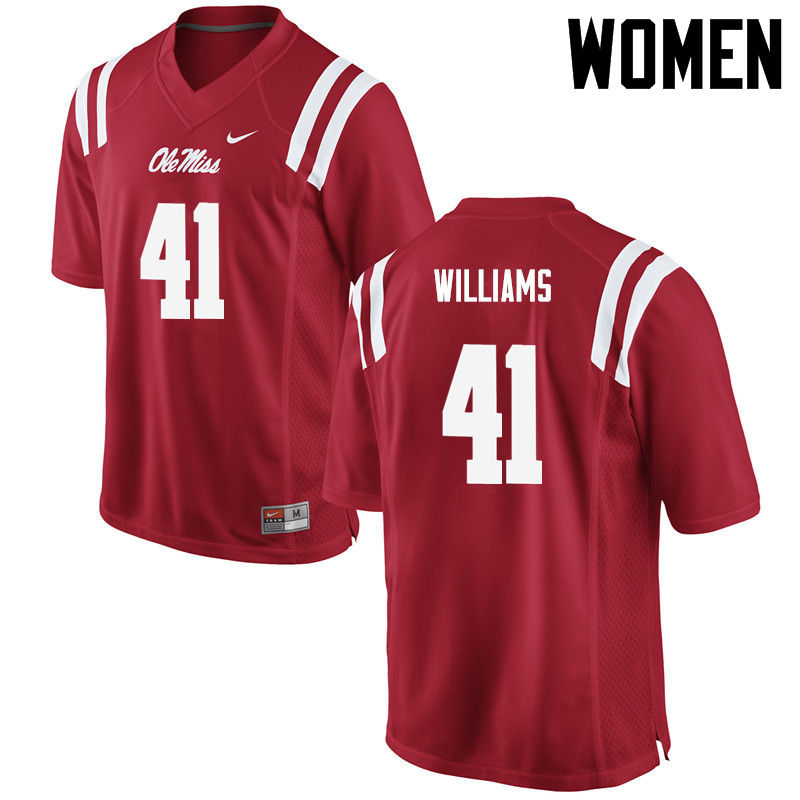 Women Ole Miss Rebels #41 Brenden Williams College Football Jerseys-Red
